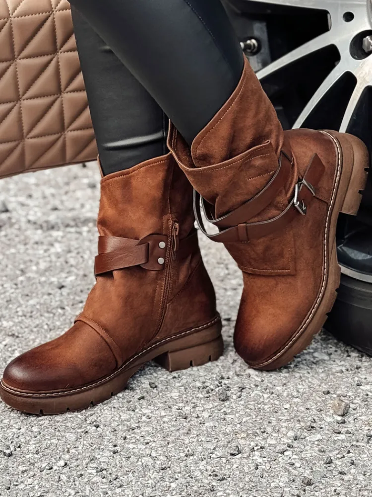 Botki>Dstreet Botki damskie CORALIA na platformie kamelowe ZY0564