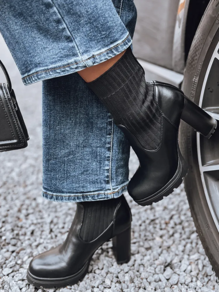 Botki>Dstreet Botki damskie DOMVIBE na grubym obcasie czarne ZY0515