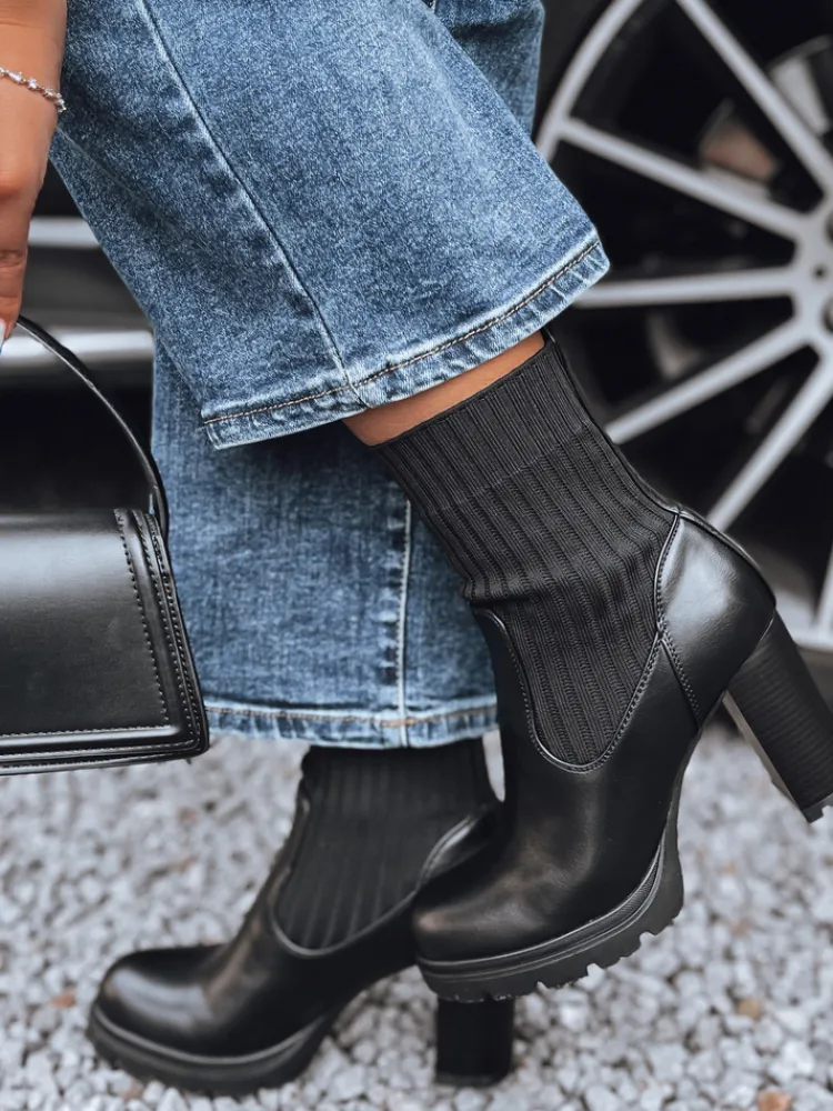 Botki>Dstreet Botki damskie DOMVIBE na grubym obcasie czarne ZY0515