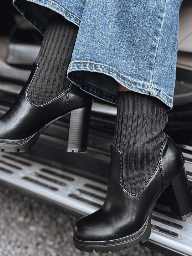 Botki>Dstreet Botki damskie DOMVIBE na grubym obcasie czarne ZY0515