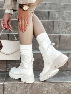 Botki>Dstreet Botki damskie FIORATA z grubą podeszwą beżowe ZY0530