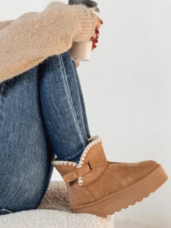 Botki>Dstreet Botki damskie FLUFFIEZ kamelowe ZY0561