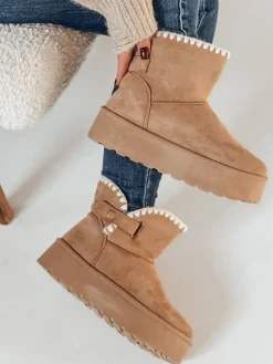 Botki>Dstreet Botki damskie FLUFFIEZ kamelowe ZY0561