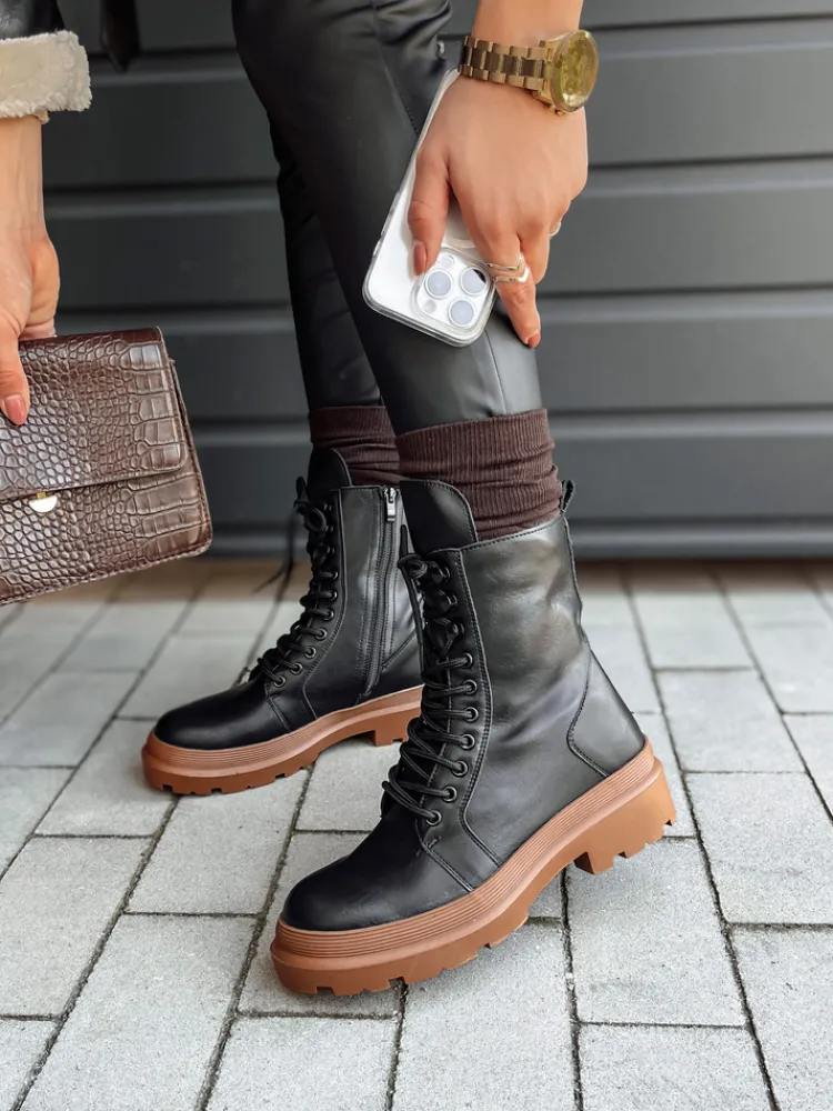 Botki>Dstreet Botki damskie HARDSTEP wiązane czarne ZY0531