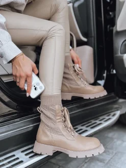 Kozaki|Botki>Dstreet Botki damskie HOLLYHOCK beżowe ZY0372