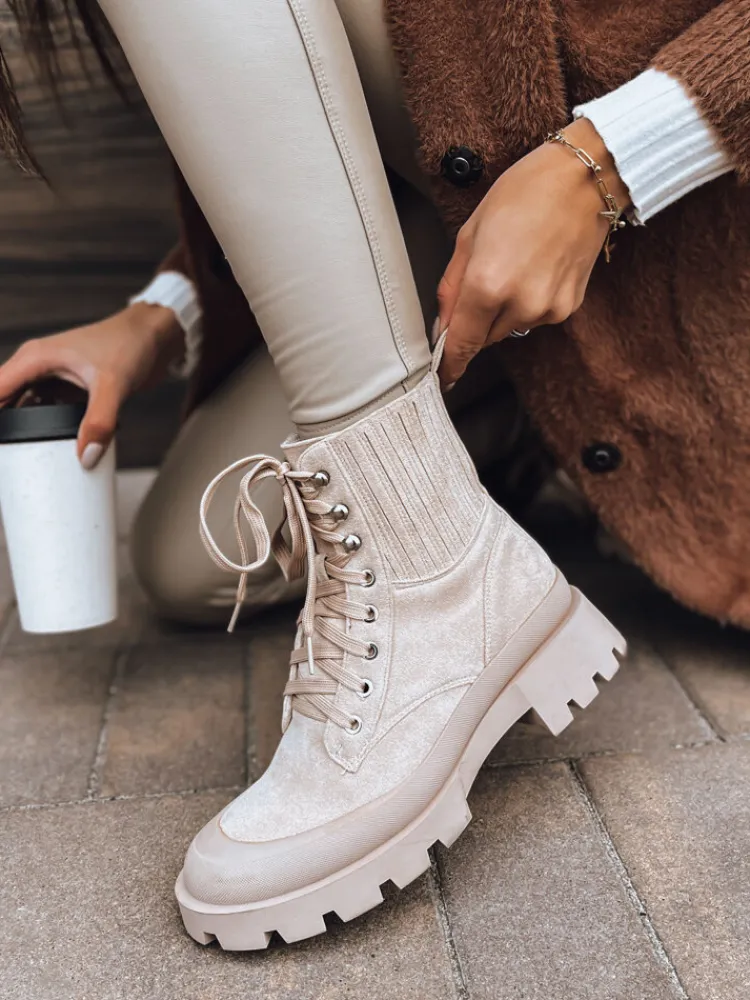 Botki>Dstreet Botki damskie LOVED beżowe ZY0404