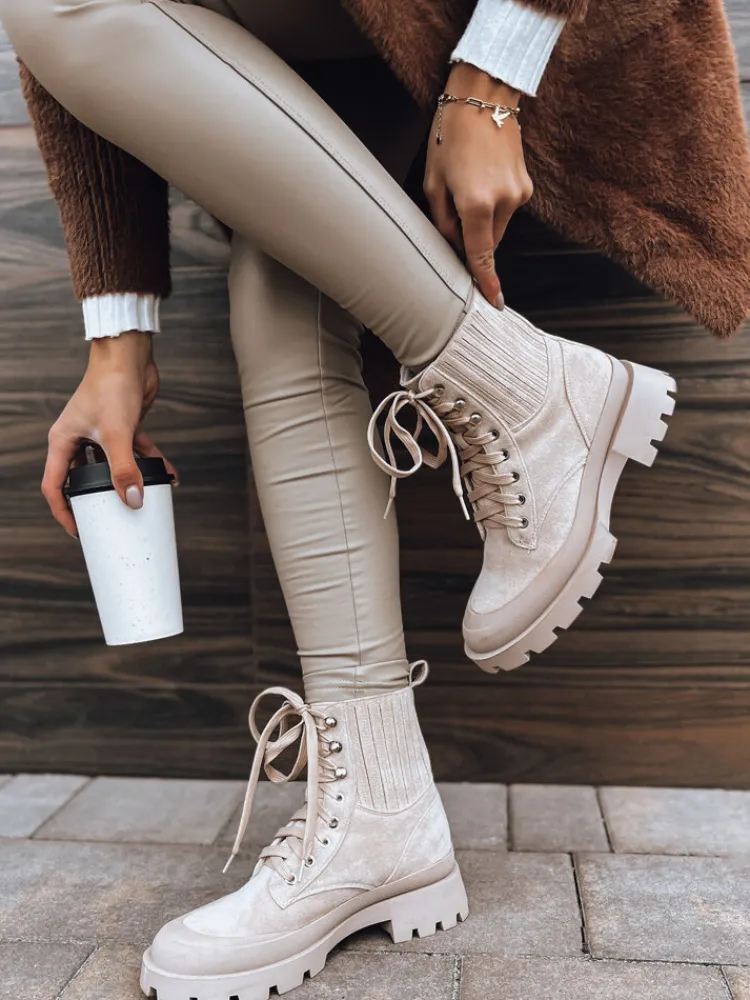 Botki>Dstreet Botki damskie LOVED beżowe ZY0404