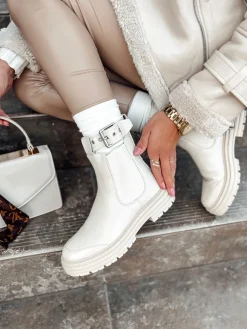 Botki>Dstreet Botki damskie LUXIBOOTS na platformie beżowe ZY0487