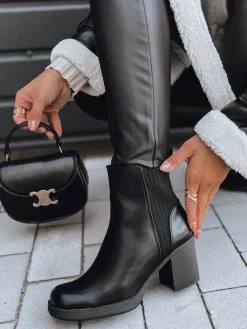 Botki>Dstreet Botki damskie na grubym obcasie BLACKOUT czarne ZY0519