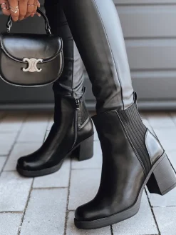 Botki>Dstreet Botki damskie na grubym obcasie BLACKOUT czarne ZY0519