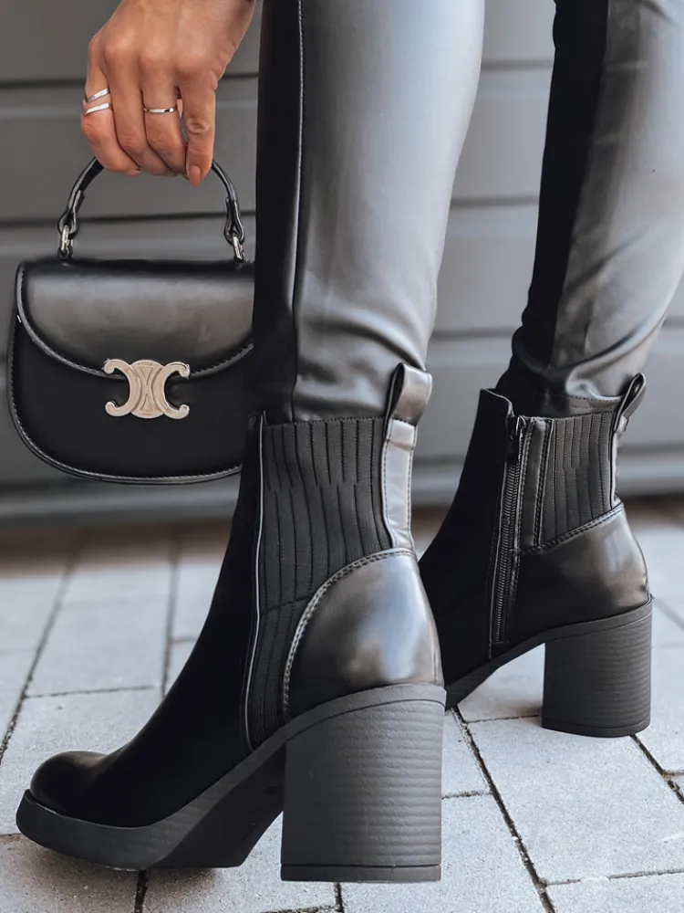 Botki>Dstreet Botki damskie na grubym obcasie BLACKOUT czarne ZY0519