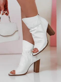 Botki>Dstreet Botki damskie na słupku BOOTSER białe ZY0814
