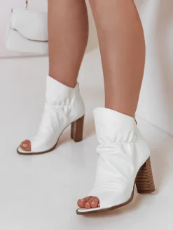 Botki>Dstreet Botki damskie na słupku BOOTSER białe ZY0814