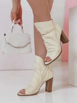 Botki>Dstreet Botki damskie na słupku BOOTSER beżowe ZY0813