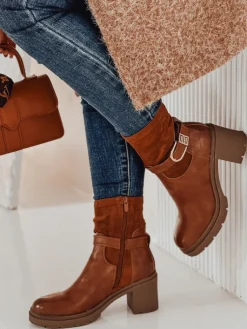 Botki>Dstreet Botki damskie NOIRSTEP na obcasie kamelowe ZY0524