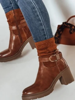 Botki>Dstreet Botki damskie NOIRSTEP na obcasie kamelowe ZY0524