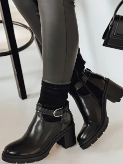 Botki>Dstreet Botki damskie NOIRSTEP na obcasie czarne ZY0523