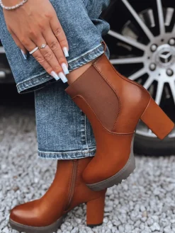 Botki>Dstreet Botki damskie ROCKSTEP na wysokim obcasie kamelowe ZY0498