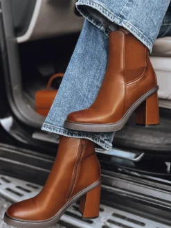 Botki>Dstreet Botki damskie STYLOBOOT na grubym obcasie kamelowe ZY0505