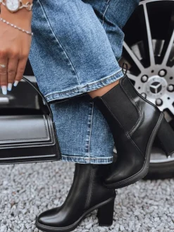 Botki>Dstreet Botki damskie STYLOBOOT na grubym obcasie czarne ZY0538