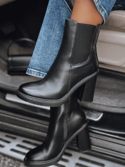 Botki>Dstreet Botki damskie STYLOBOOT na grubym obcasie czarne ZY0538