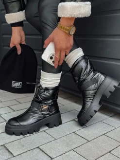 Botki>Dstreet Botki damskie WINTERLINE a'la śniegowce czarne ZY0536