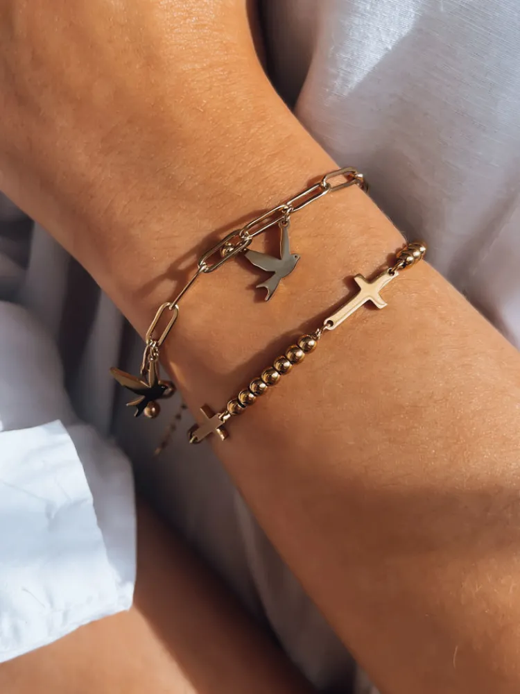 Wyjątkowe Okazje>Dstreet Bransoletka CROSS złota LY0064