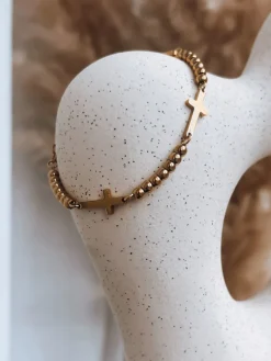 Wyjątkowe Okazje>Dstreet Bransoletka CROSS złota LY0064