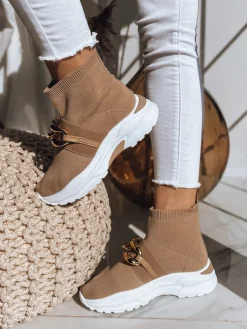 Buty Skarpetkowe>Dstreet Buty damskie ELISA khaki ZY0110