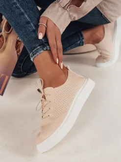 Trampki>Dstreet Buty damskie JUNCO beżowe ZY0467