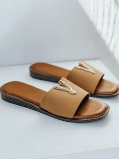 Klapki>Dstreet Buty damskie SOLVINA beżowe ZY0956