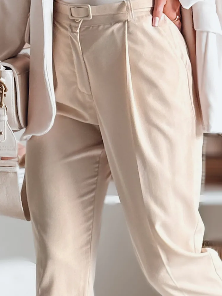 Spodnie Damskie>Dstreet Casualowe spodnie damskie plisowane z paskiem PLISSO beżowe UY2516