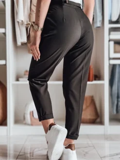 Spodnie Damskie>Dstreet Casualowe spodnie damskie plisowane z paskiem PLISSO czarne UY2518