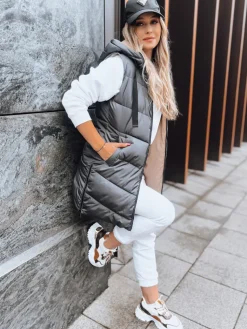 Kamizelki Damskie>Dstreet Ciemnoszara dwustronna kamizelka damska ONADE TY3725