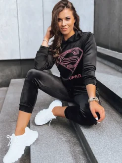 Komplety Dresowe Damskie>Dstreet Czarne dresy welurowe damskie Vogue Velour AY0876