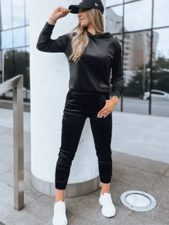 Komplety Damskie>Dstreet Czarny damski komplet welurowy SO COMFY AY0888