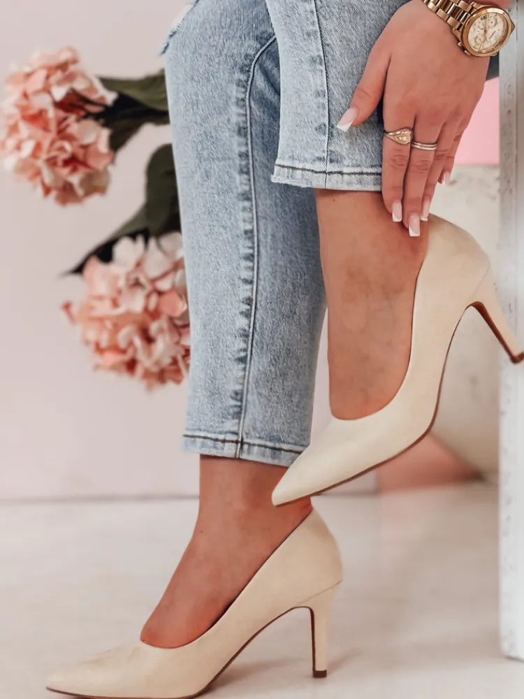 Szpilki>Dstreet Czółenka damskie na słupku SEVINO beżowe ZY0726