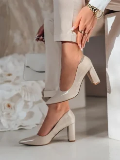 Szpilki>Dstreet Czółenka damskie na słupku SERENI beżowe ZY0739