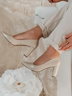 Szpilki>Dstreet Czółenka damskie na słupku SERENI beżowe ZY0739