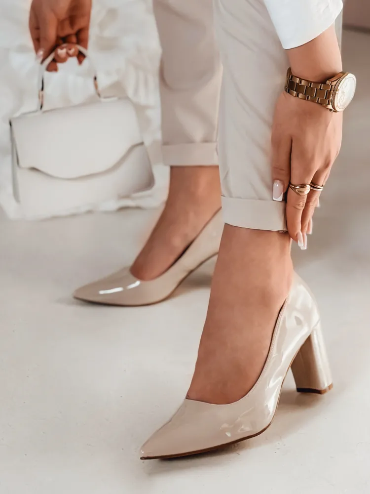 Szpilki>Dstreet Czółenka damskie na słupku SERENI beżowe ZY0739