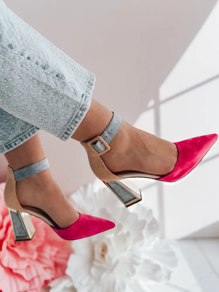 Szpilki>Dstreet Czółenka damskie na wysoki słupku ELEHILL fuksja ZY0843