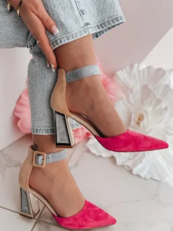 Szpilki>Dstreet Czółenka damskie na wysoki słupku ELEHILL fuksja ZY0843