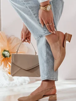 Sandały>Dstreet Czółenka na płaskim obcasie SLIMGIM khaki ZY0864