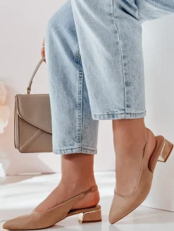 Sandały>Dstreet Czółenka na płaskim obcasie SLIMGIM khaki ZY0864