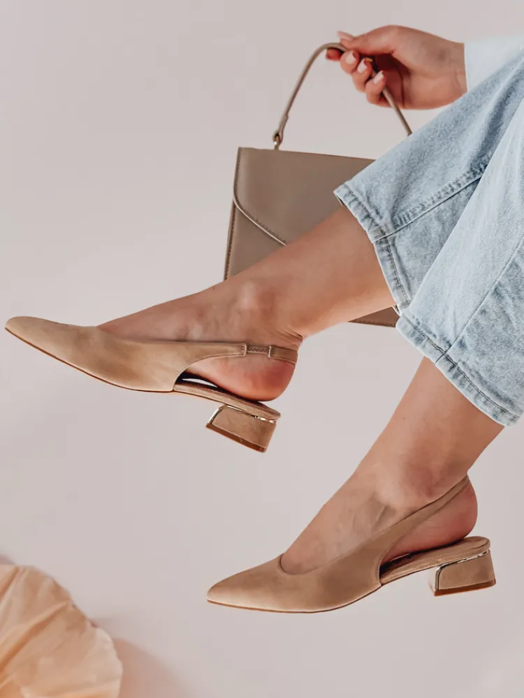 Sandały>Dstreet Czółenka na płaskim obcasie SLIMGIM khaki ZY0864