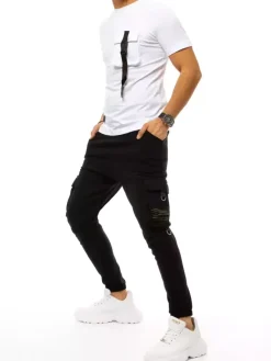 Komplety Dresowe Męskie>Dstreet Dres męski biało-czarny AX0368