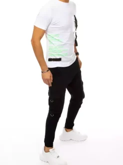 Komplety Dresowe Męskie>Dstreet Dres męski biało-czarny AX0368