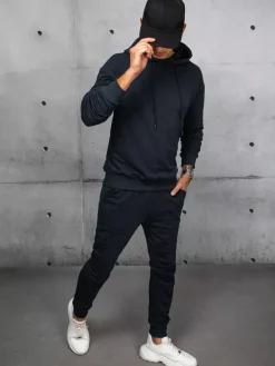 Komplety Dresowe Męskie>Dstreet Dres męski ciemnogranatowy AX0674