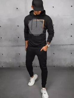 Komplety Dresowe Męskie>Dstreet Dres męski czarny AX0689