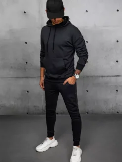 Komplety Dresowe Męskie>Dstreet Dres męski czarny AX0681